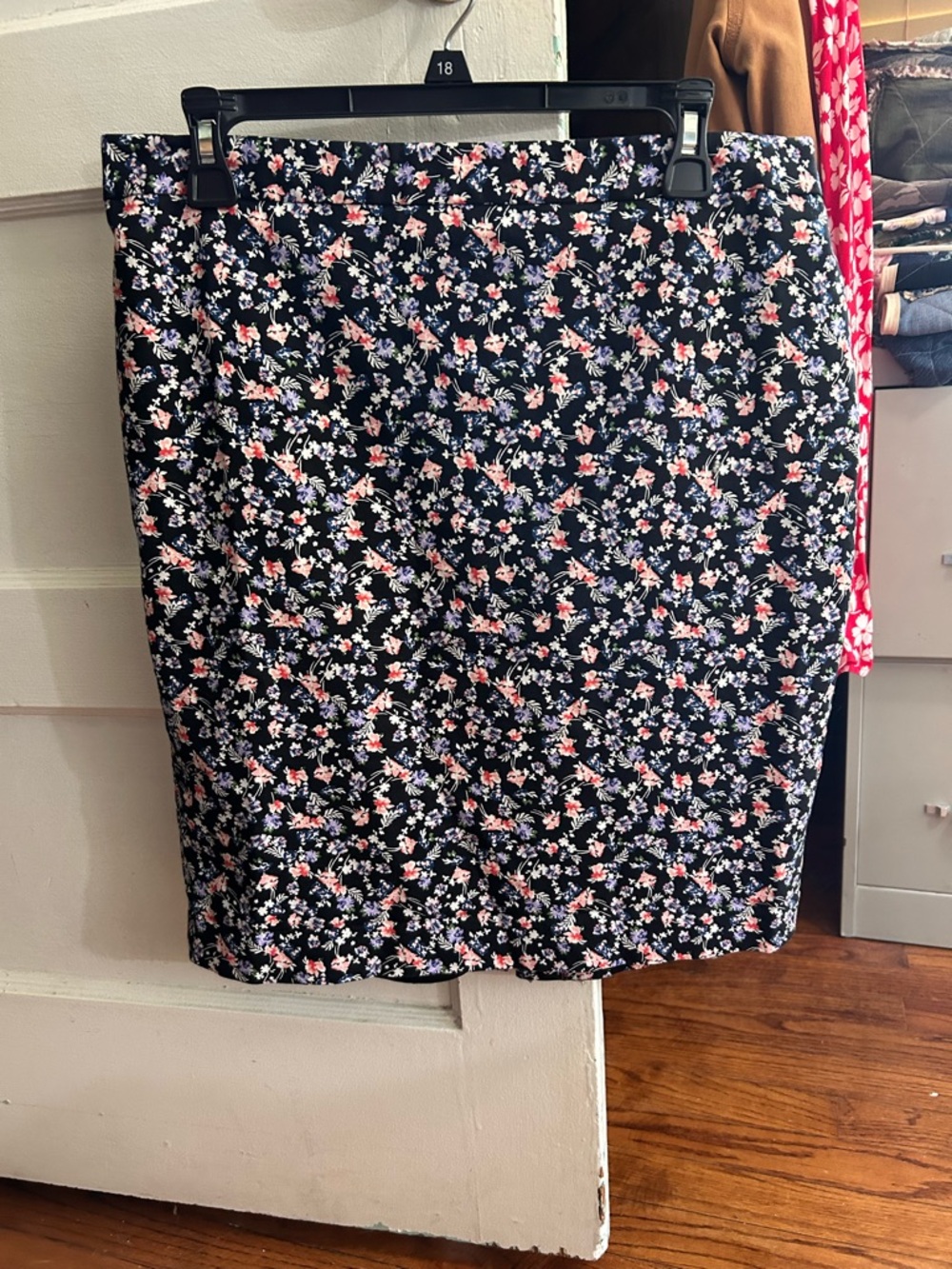 Liz Claiborne Black Pencil Skirt with Pink & White Floral Print